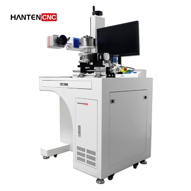 Mobile Integrated Automatic Fiber Laser Marking Machine for Sale With Rotary Device Manual Pulley